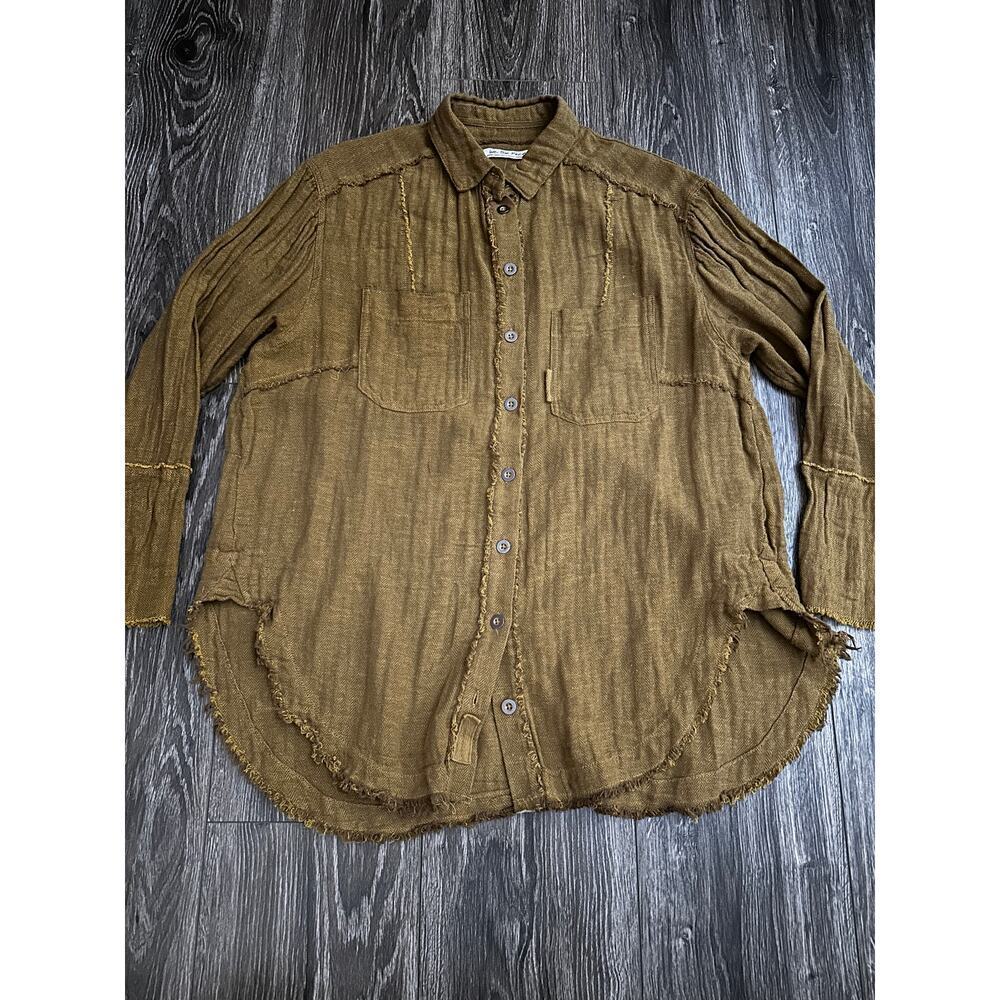 Free People Venice Top Button Down Candied Walnut size XS